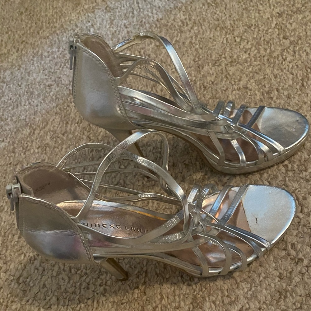 Silver Strappy Heels